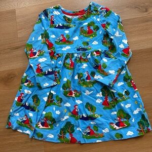 NEW. Mini Boden Little Red Riding Hood Dress in Blue, Size 3-4y